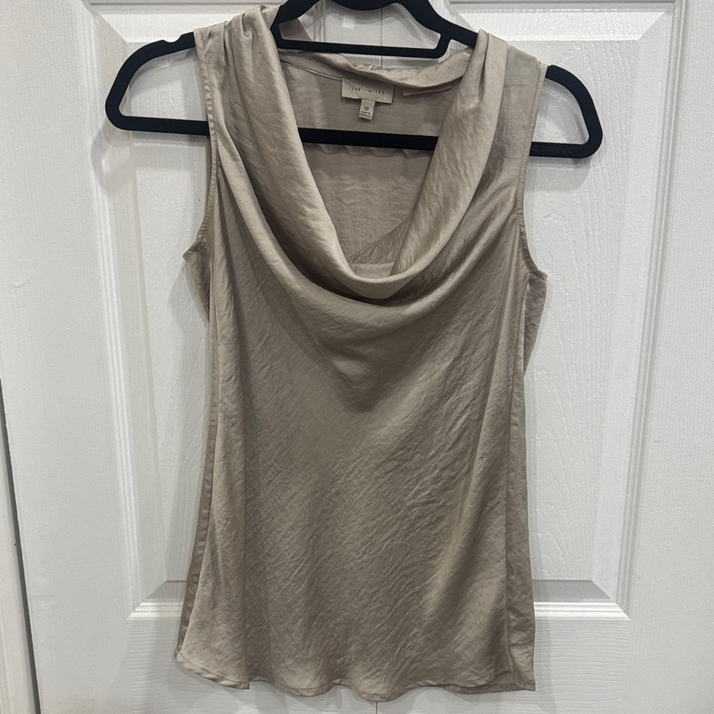 The Limited Beige Sleeveless Drape Blouse